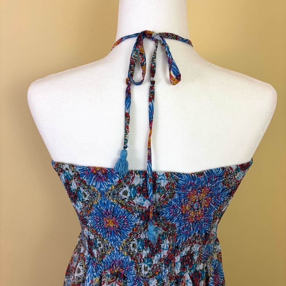Blue Floral Strapless Maxi Dress - Picture 8 of 13